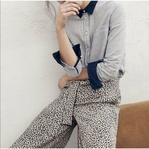 J.Crew Silk Leopard Wide Leg Crop Pant